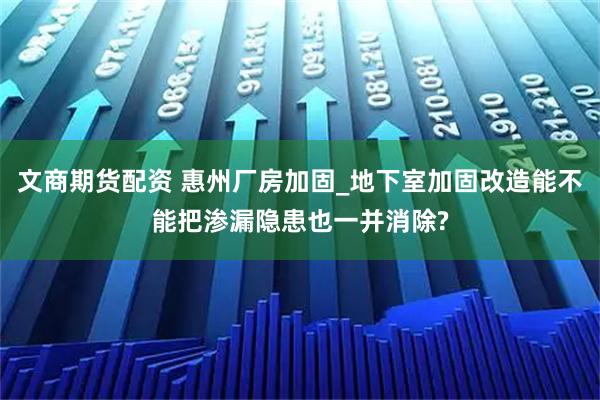 文商期货配资 惠州厂房加固_地下室加固改造能不能把渗漏隐患也一并消除?