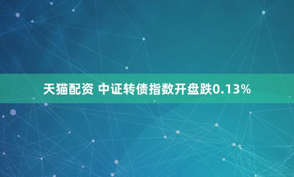 天猫配资 中证转债指数开盘跌0.13%